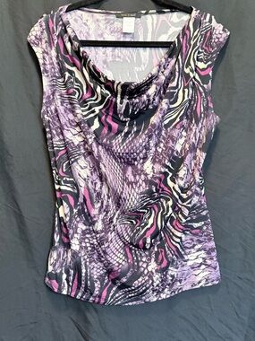 Jennie & Marlis Cowl Neck Printed Camisole in Purple Multi